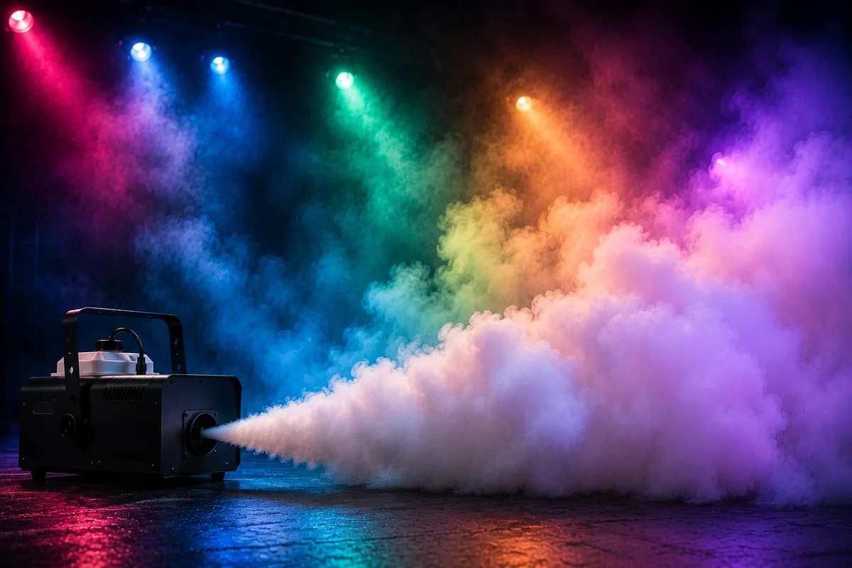 Máquina de humo llenando el escenario
