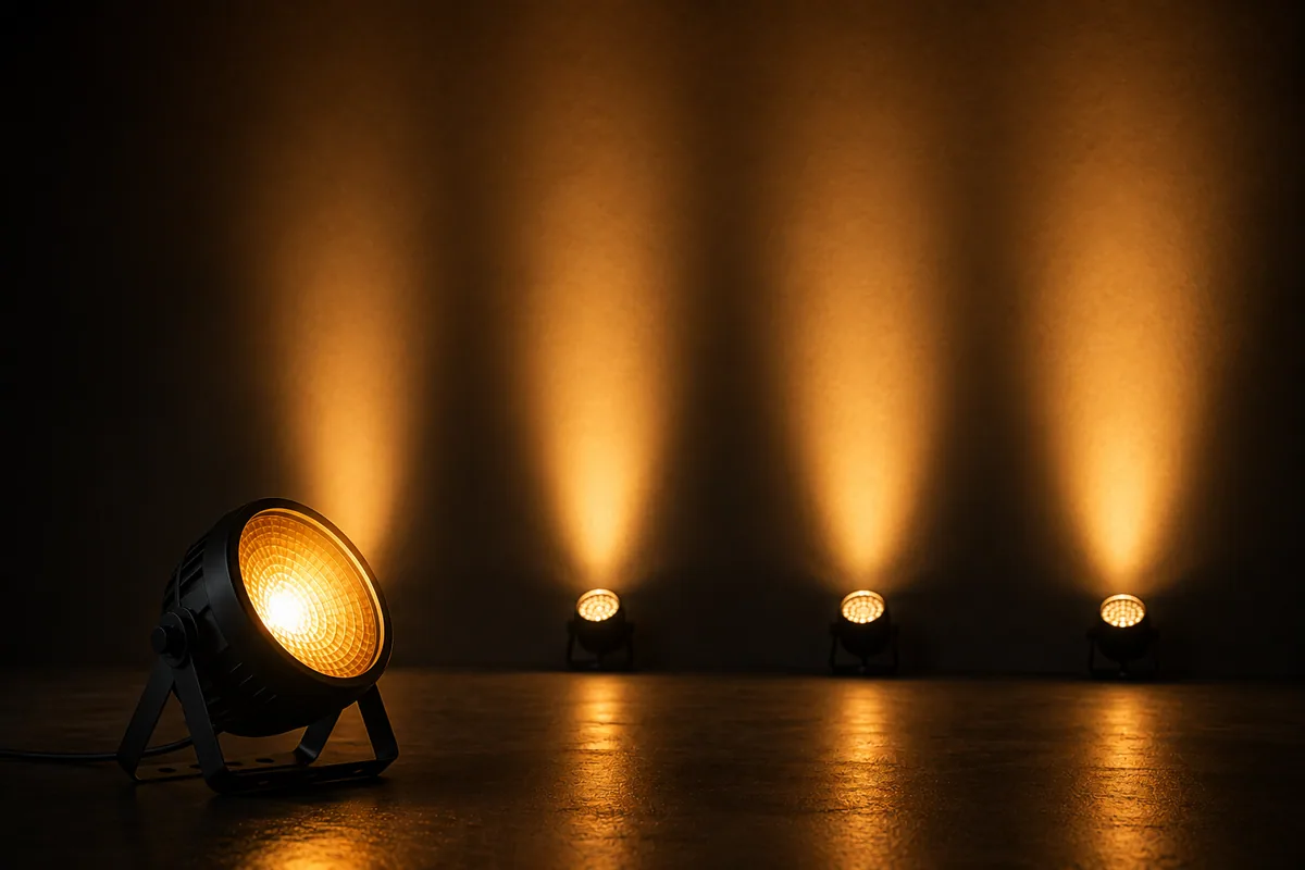 Pars LED COB de luz cálida sobre el escenario
